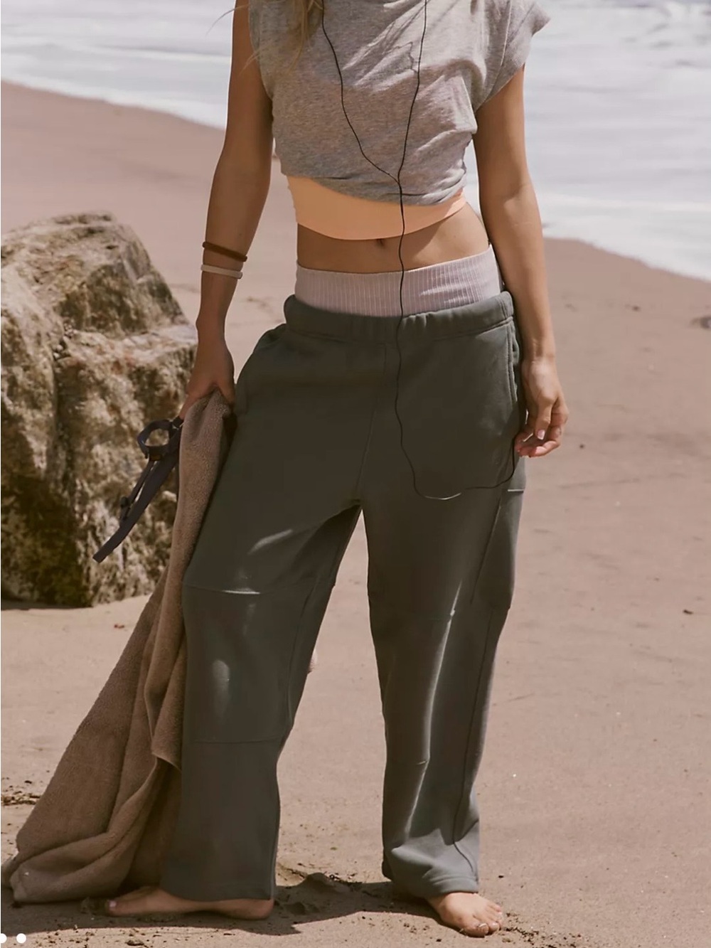 Free People Top Score Barrel Pants, L